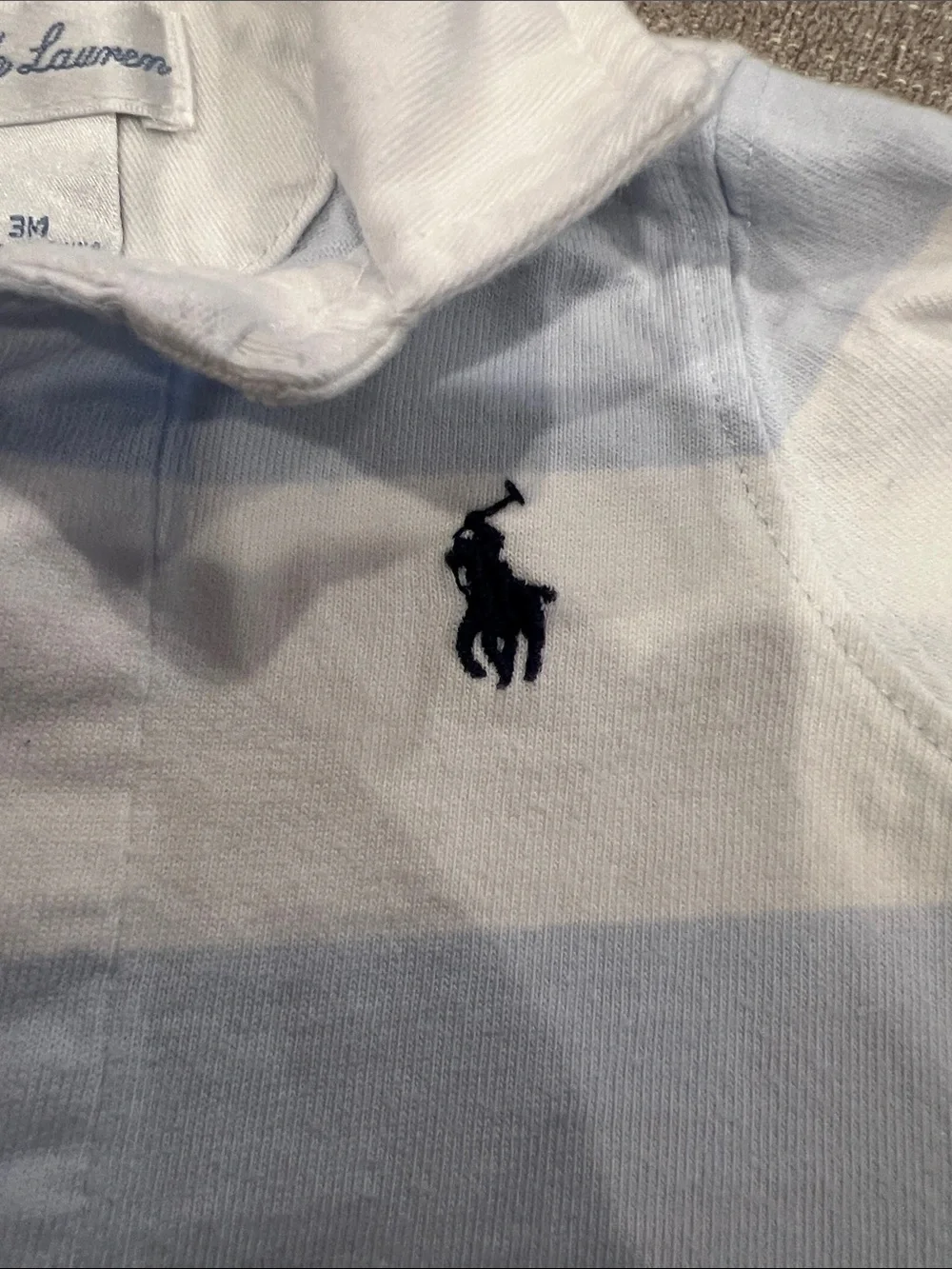 Ralph Lauren Light Blue & White Striped Polo One-Piece